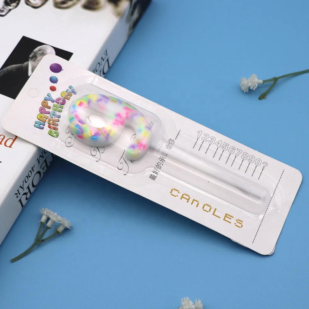 Cake Number Candle Topper Decoration Candle Colorful Birthday Party for Party Hot Selling 0-9 Blister Card Paraffin Wax