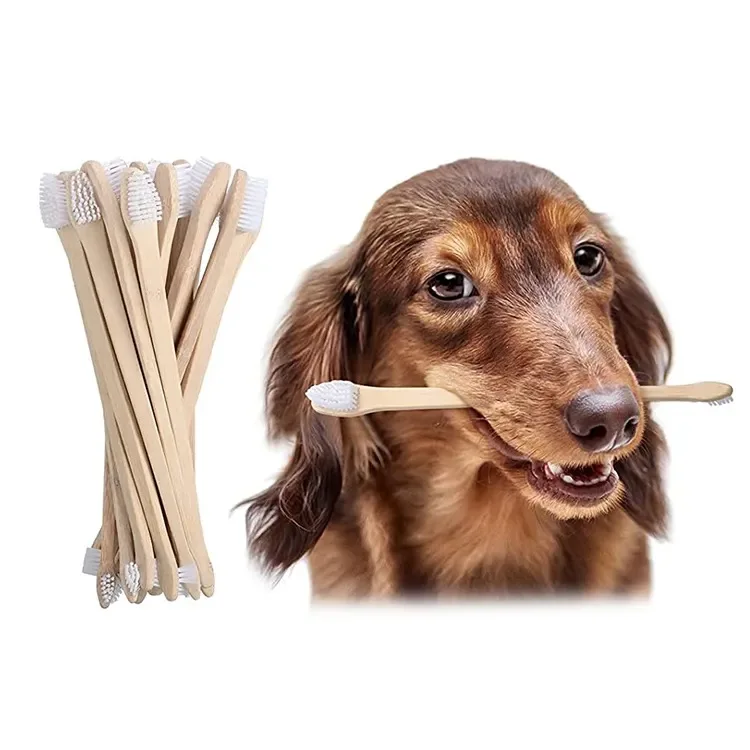 Eco-friendly Zero Waste 100% Biodegradable Double Side Bamboo Pet Toothbrush Dog Toothbrush Cat Toothbrush