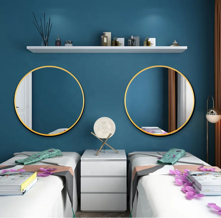Decorative metal frame round metal rose gold wall mirror customized factory direct sale stainless steel round frame wall mirror