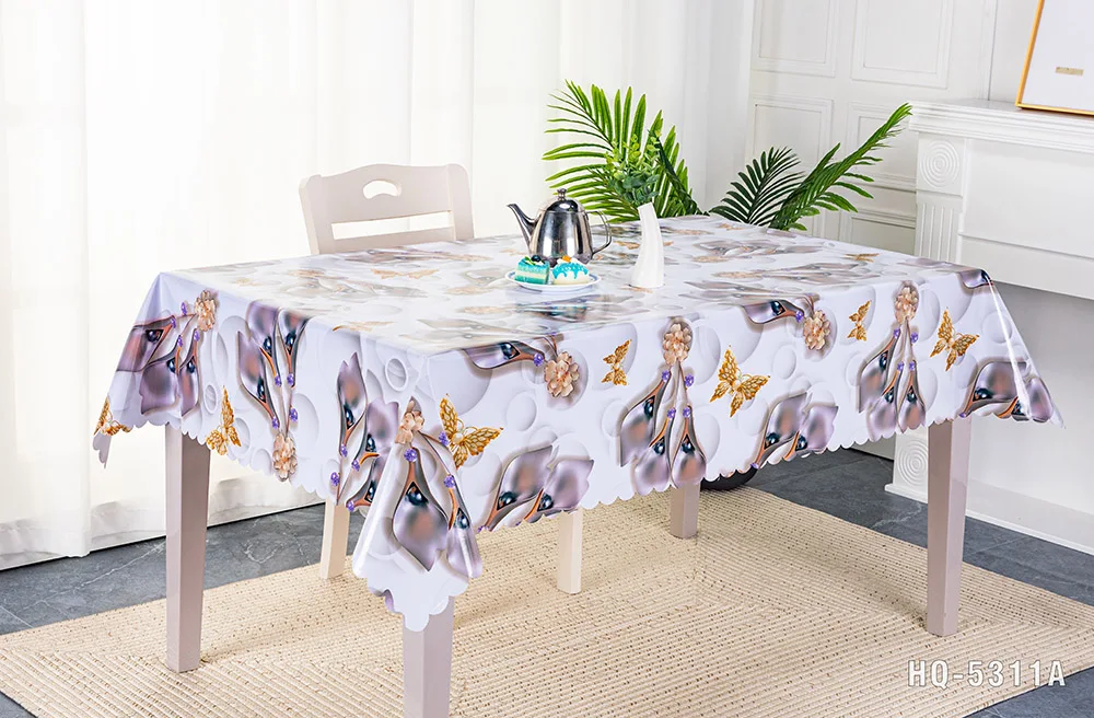 Custom Rose Floral Printed Decorative Plastic PVC Table Cover