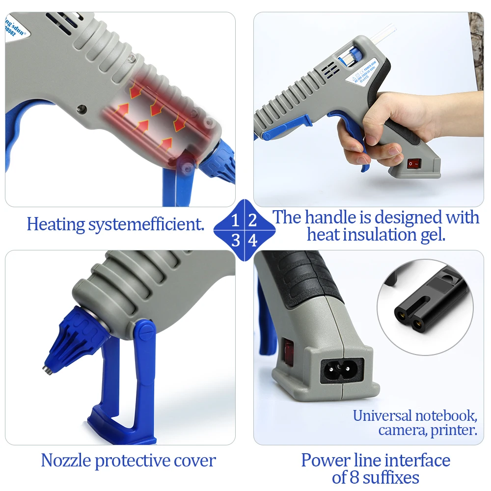 Electric heating Industry Design Hot Melt Glue Gun DIY Tool Kit with 20pcs Glue Sticker 80W Quality  Heat Glue gun