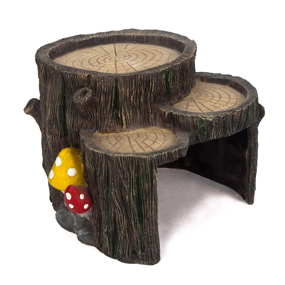 Reptile tank landscape resin artificial decorative wood bark hiding cave for lizard frog