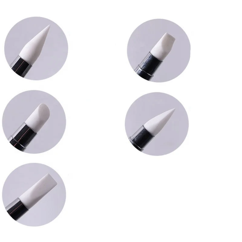 Wholesale two-headed dual tipped nail art silicone pen acrylic rhinestone handle carving brushes sculpture pen