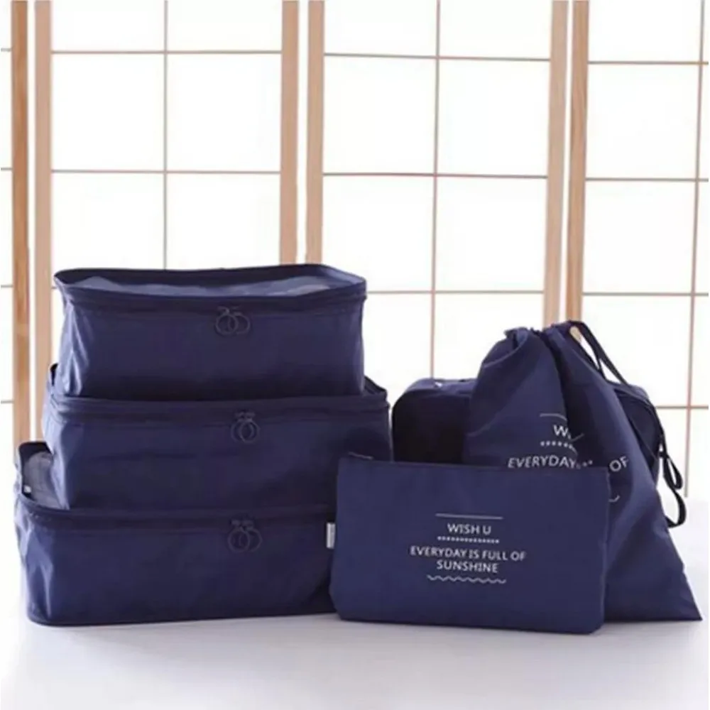 Upgrade Waterproof Polyester Clothes Travel Storage Bag Organizer  6pcs/set Travel Packing Cube Diaper Bag Organizing Pouches