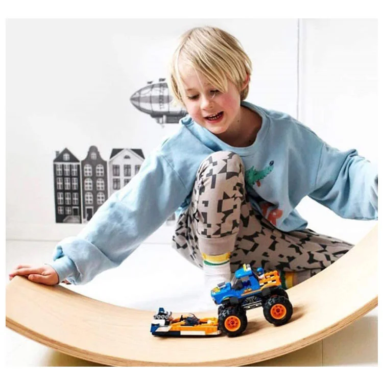 OEM New Design Kids Wood Balancing Standing Yoga Stability Rehabilitation Trainer Fitness Wooden Wobble Balance Board