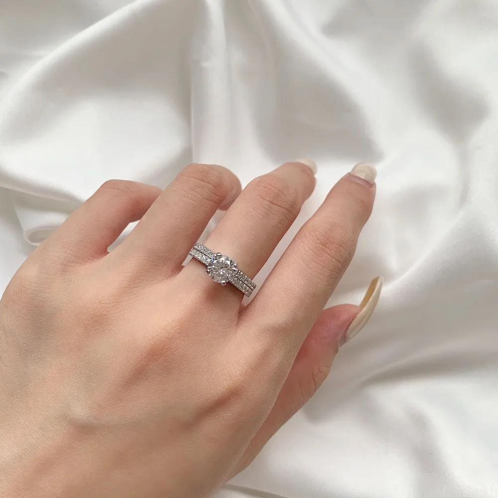Lab Grown Diamond Rings For Women Double Stackable Fashion Jewelry Bridal Sets Wedding Engagement Ring Lab Created Diamond Rings