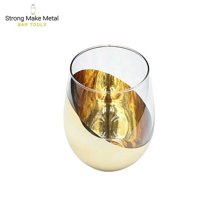 Creative bevel edge electroplating glass whiskey glass black gold Asian egg-shaped cup