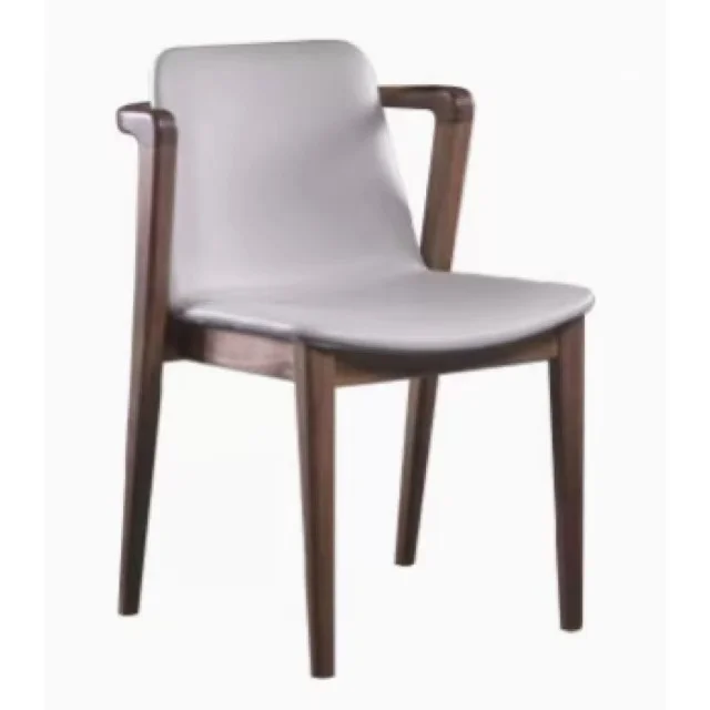 Silla Wholesale Luxury Leather Dining Chair Upholstery Arm Chair Dinning room with wood Legs chairs for hotel