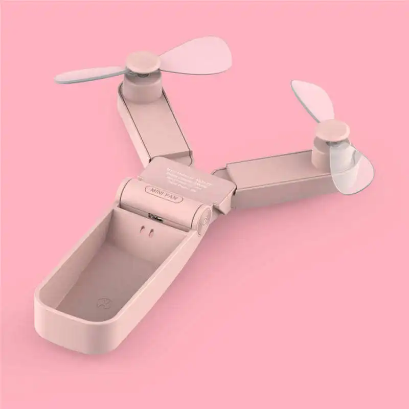Summer Pocket Foldable USB Mini Fan Hand Fans Electric Personal Rechargeable Dual Head Fans For Gifts