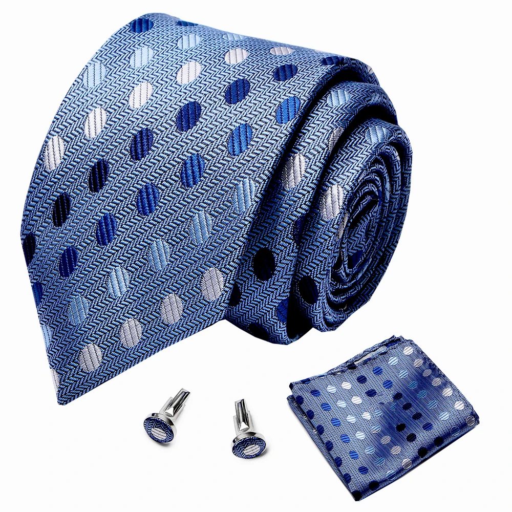 Men`s Classic Tie 100% Silk 7.5cm Male Tie Set Ties+ Hanky +Cufflinks