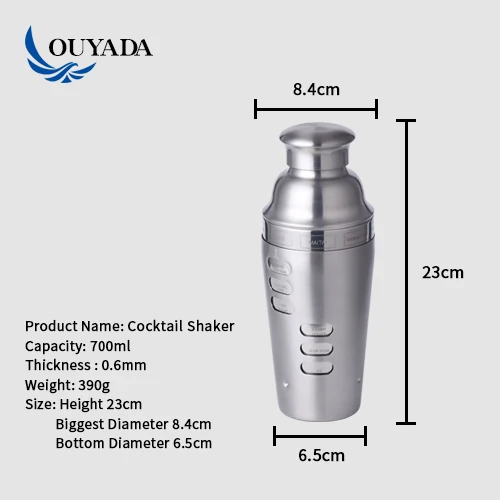 Factory Direct stainless steel cocktail shaker metal 550ml