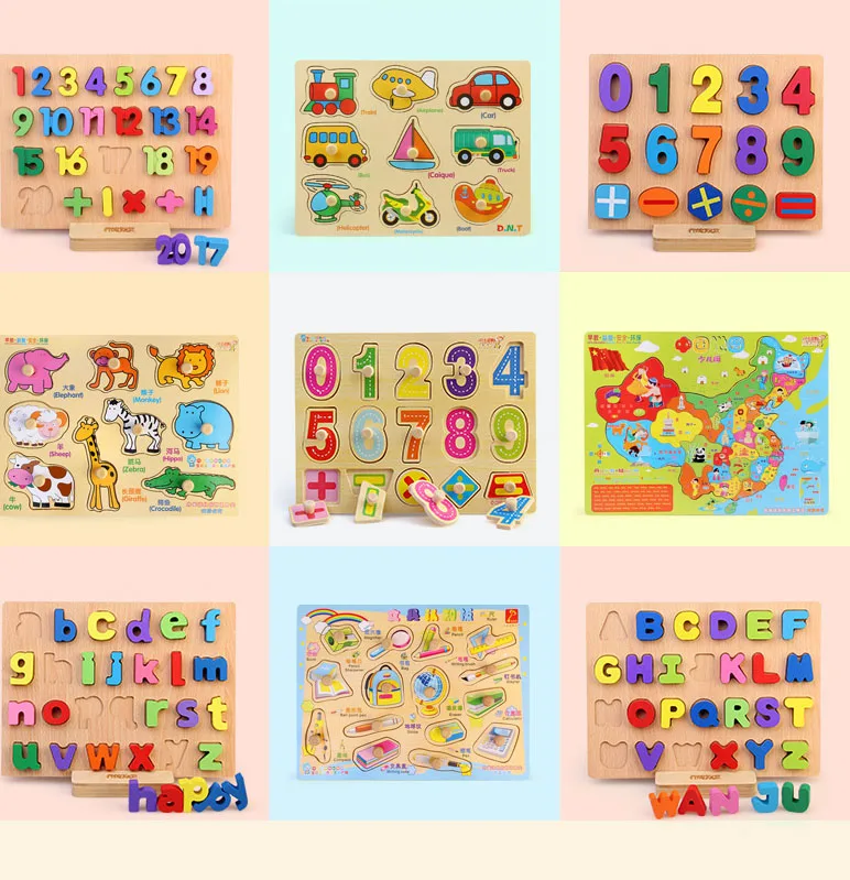 Wood Toys for Kids CDN-7048 3d Puzzle Alphabet Puzzle Jigsaw Puzzle Abc Wooden Kids Over 2 Years Old 20 PCS 30*23*0.7CM Colorful