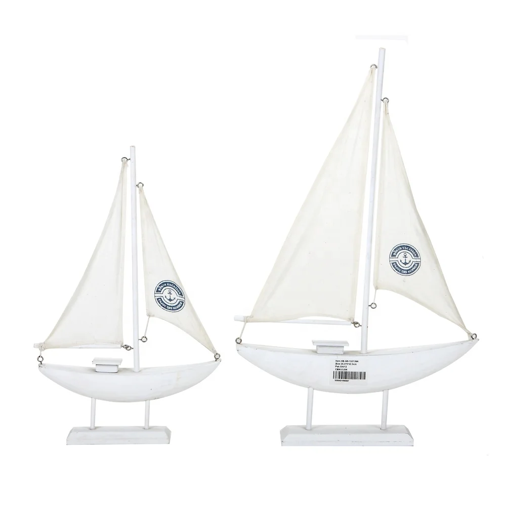 Wooden White ship Sailboat Model Decoration sailing boat decor