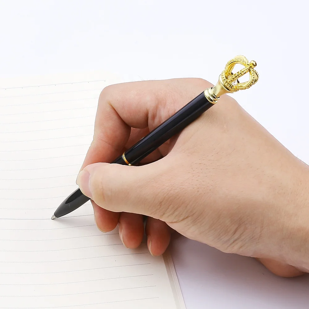 Hot Selling Pens Custom Logo Rhinestones Crystal Metal Ball Pen Office School Advertising Crown Pen  With Crown On Top