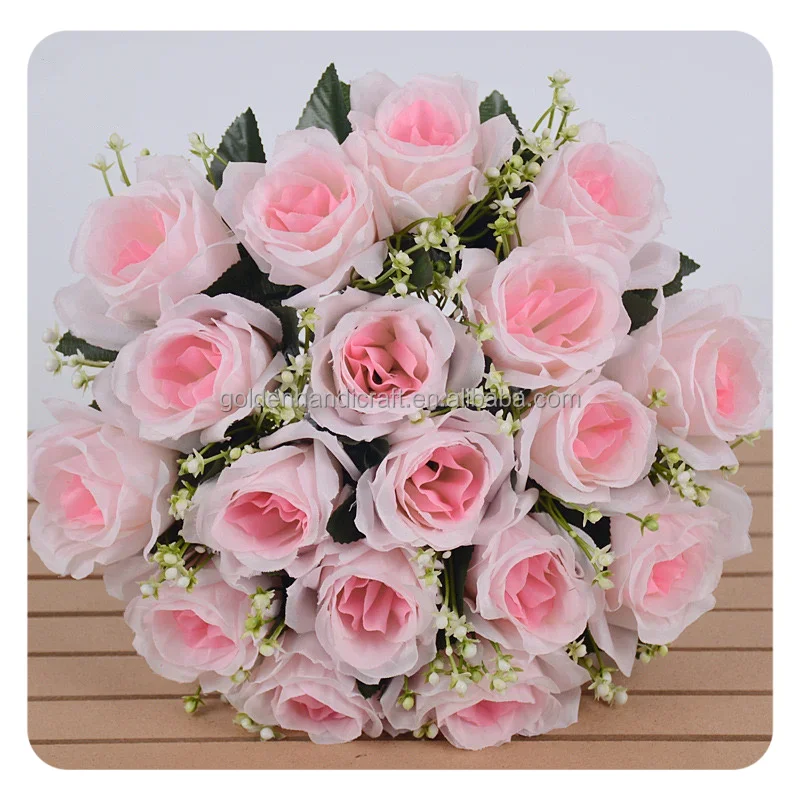 2024 Poplar Silk Artificial Roses Bouquet Wedding Red Flower Bunch Large Flowers Bouquet 18 Heads Rose Bouquet For Decor