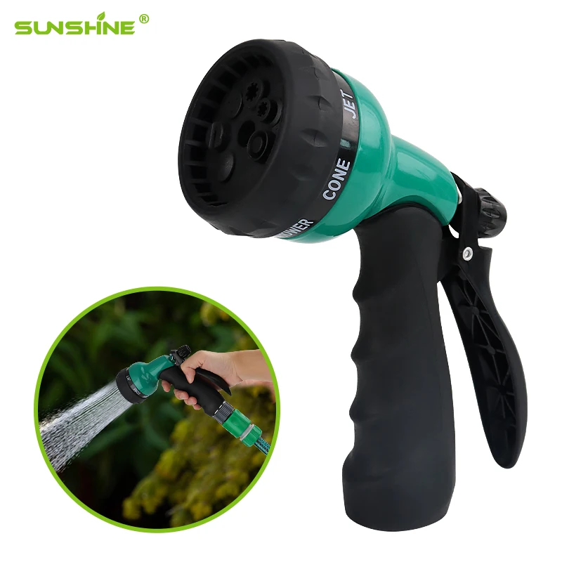 SUNSHINE Wholesale 7 Function Adjustable Portable Watering Gun Garden Hose Nozzle Water Spray Guns
