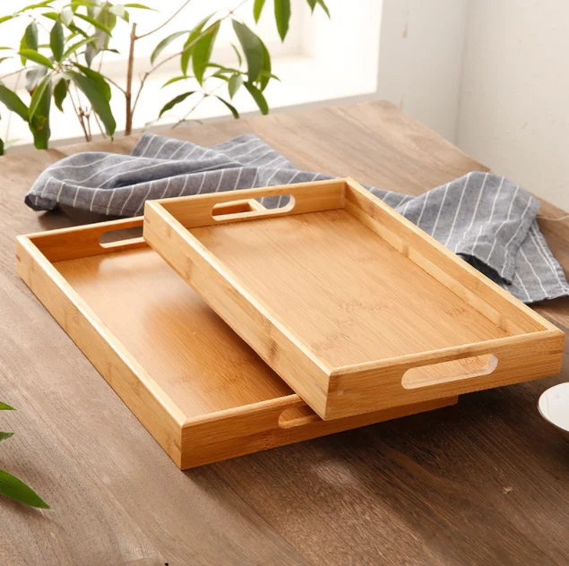 Wood Serving Tray with Handles Decorative Platter for Breakfast Organizer Tray