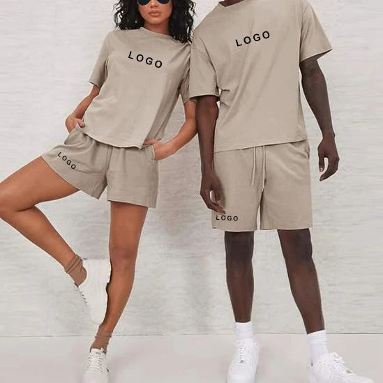 OEM High quality Custom Sport Wear Printing Casual unisex sweatsuit 2 piece set shorts Track Suits Jogger unisex tracksuits