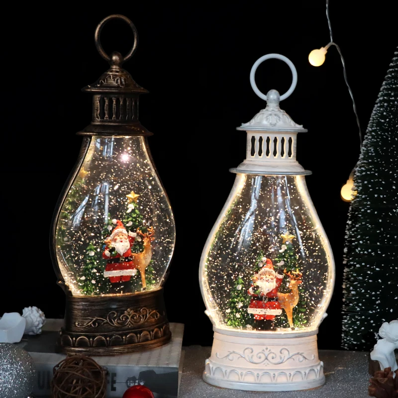 Christmas Snowman Scene Globe Lantern with Swirling Water Glittering Music and Lights for Christmas Home Decorations Gifts