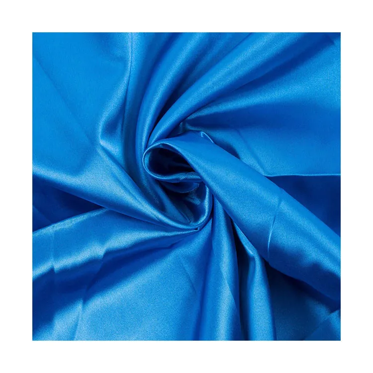 fashionable fabric in stock shiny blue color satin fabric for women