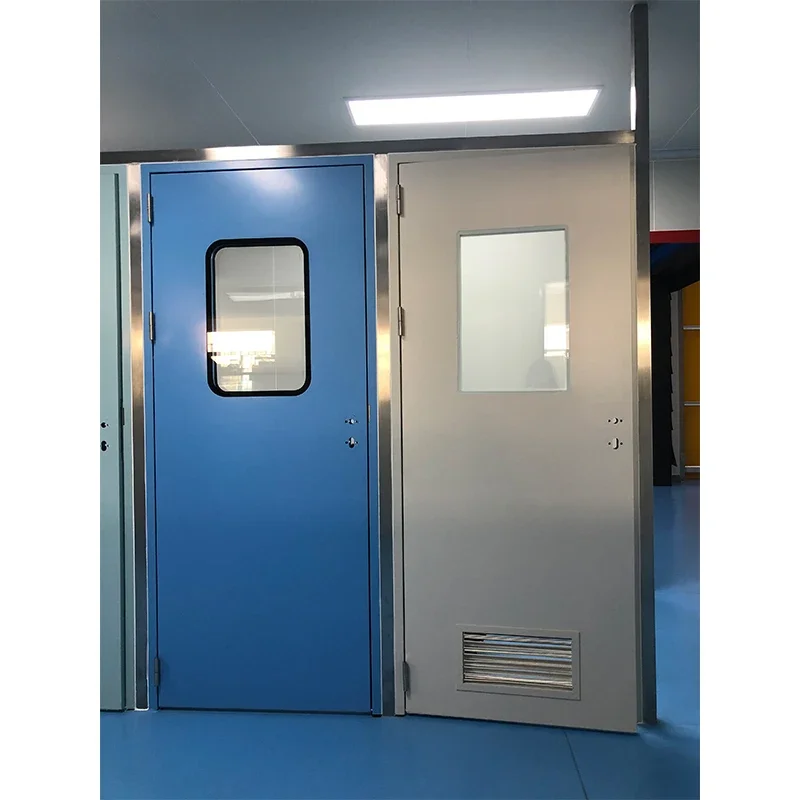 Modern Style Double Leaf Safety Emergency Exit Metal Door Fire Rated Steel Door clean room door seals