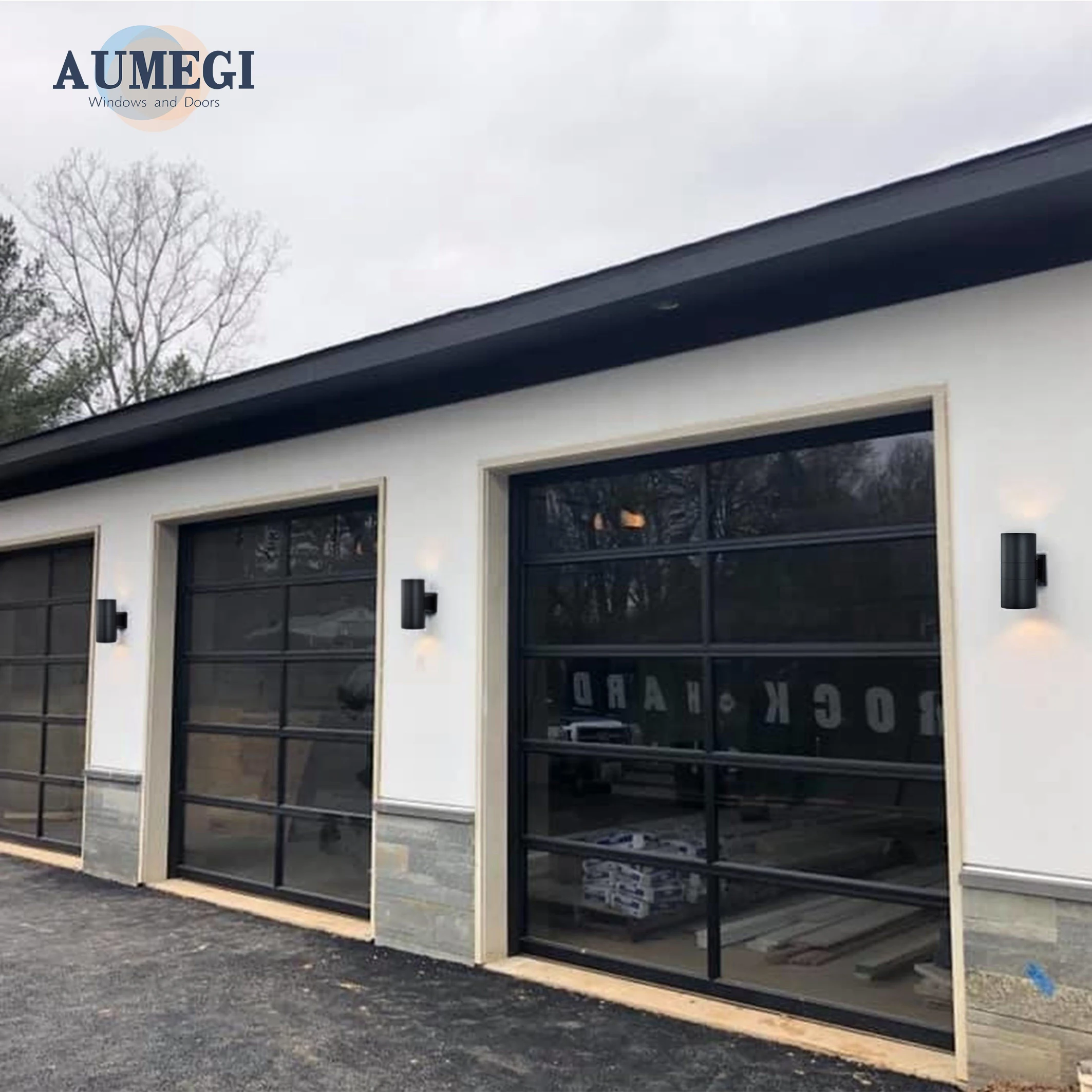 Aumegi Domestic Use Glass Garage Door Electric Motor Garage Door Competitive Price Fiber Glass Garage Door