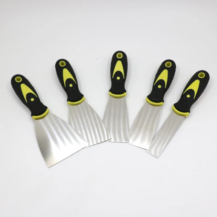 Industrial Grade Painter Tool Stainless Steel Scraper Putty Knife With Stainless Steel Blade Flexible Two Color Plastic Handle