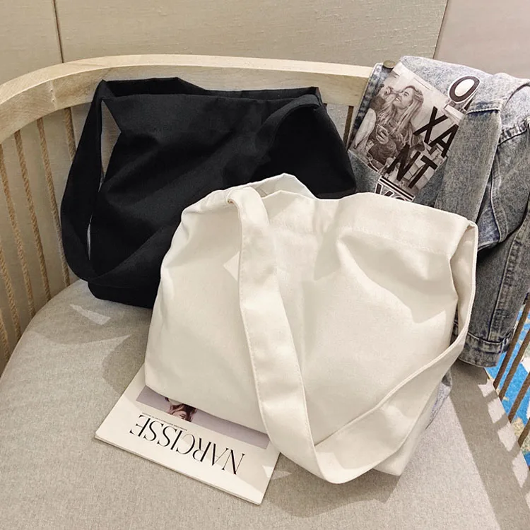 Simple Design Large Size  Travel Shoulder Bags Magnetic Snap Canvas Bag