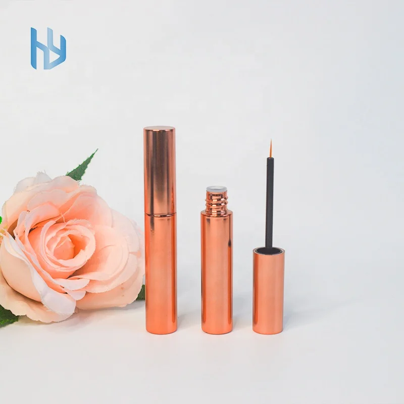 Hot selling OEM high quality round eyeliner glue tube ABS 10ml rose gold Private Label Eyelash Serum tube