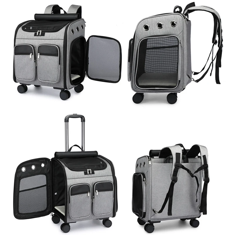 Carrier for Cat Small Dog Stroller Backpack Pet Transport Bag Trolley Cage Animal Transporter Travel House Suitcase with Window