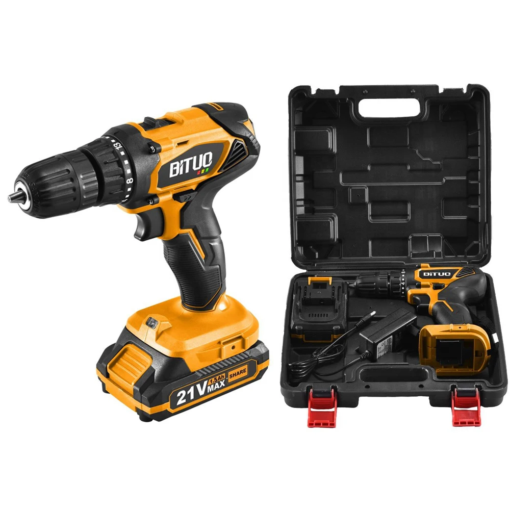 Power Tools Professional Drill Rechargeable Lithium Battery 21V Cordless Brushless Electric Drill Hand Power Drills