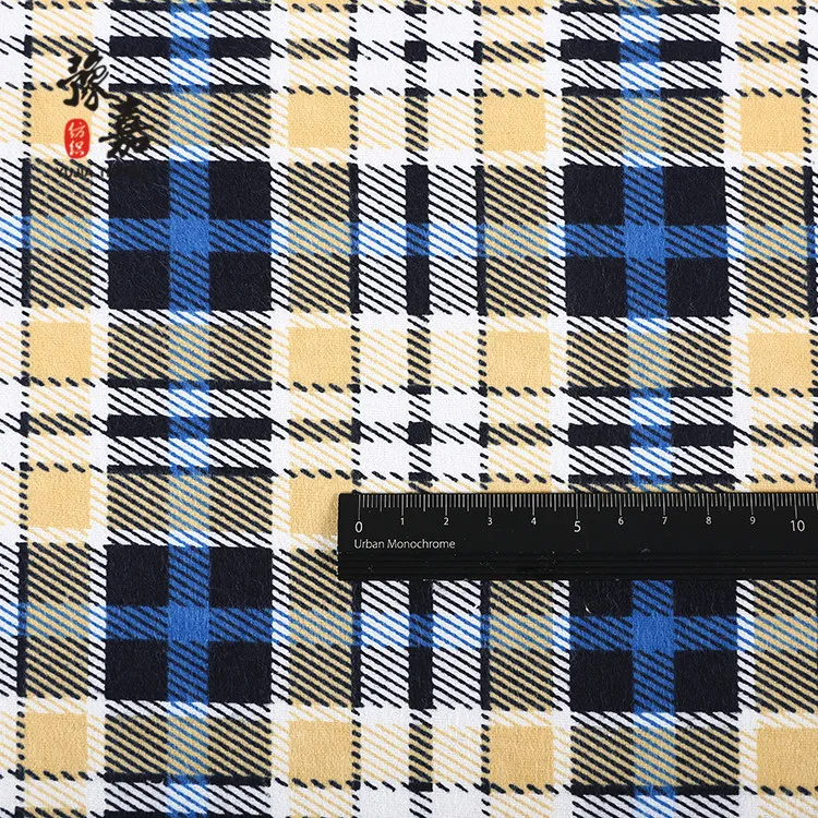High quality custom 100% cotton yarn dyed melange cotton printed stripe plaid flannel fabric for men shirts