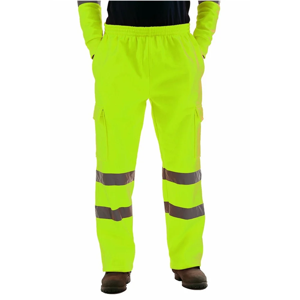 HBC Wholesale Custom Logo Printed Multi pockets Work Pants Men Reflective Hi Vis Workwear Trousers Safety Work Trousers