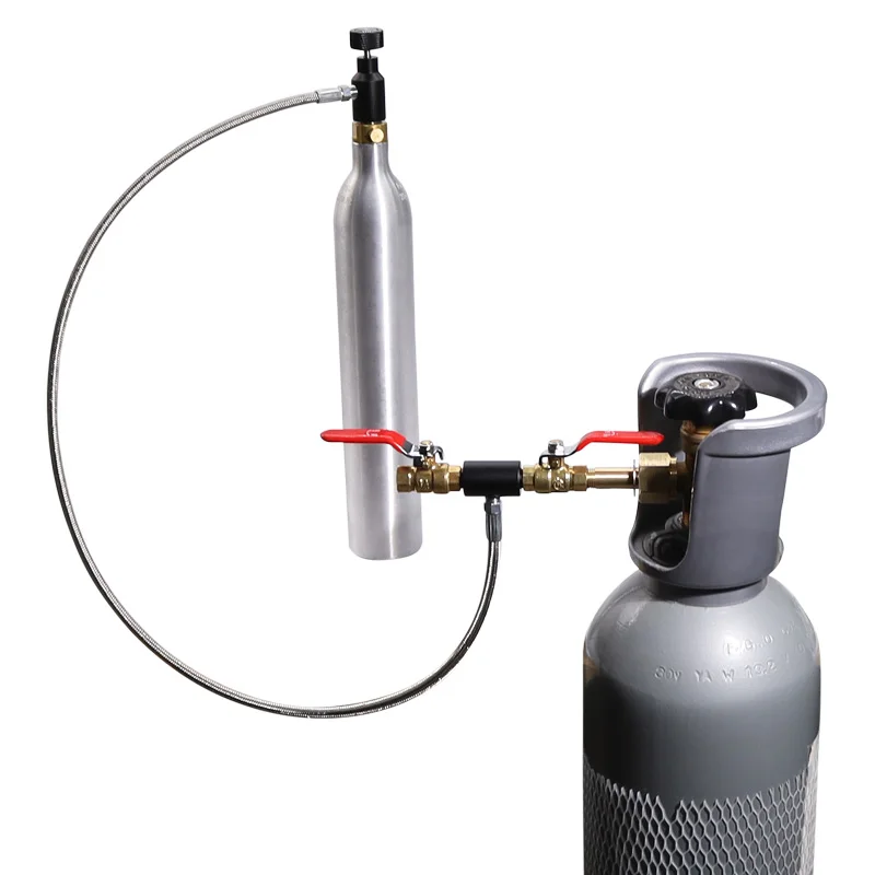 refillable 0.2L gas cylinder refill adapter hose kit draft beer soda sparking beverage reusable CO2 gas cylinder