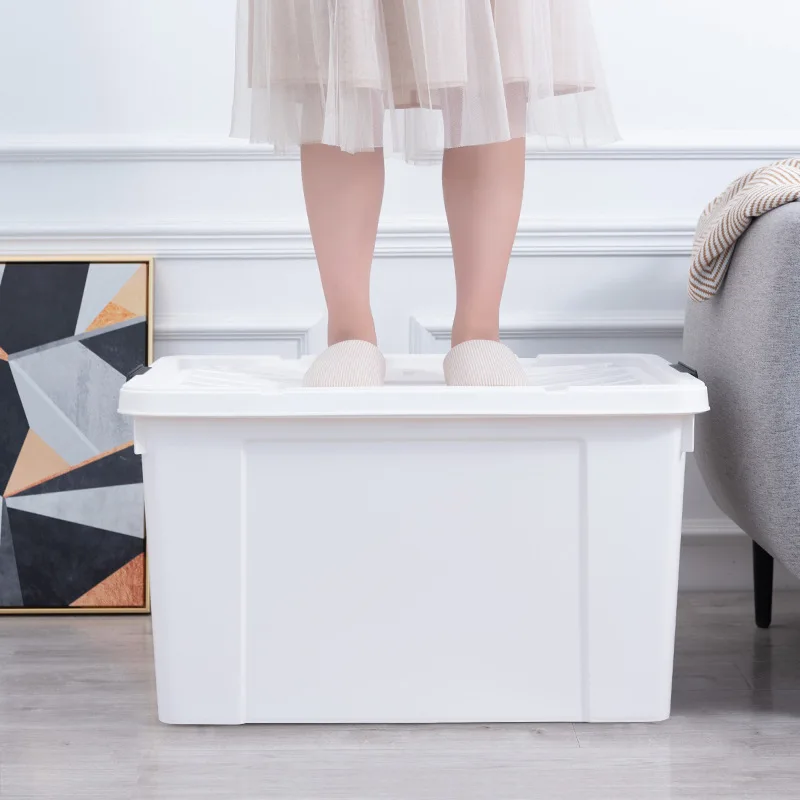 Pure 185L Stackable Containers with Durable Latching Lids Cloth Organization Ideal Large Item Storage for Garage and Basemen