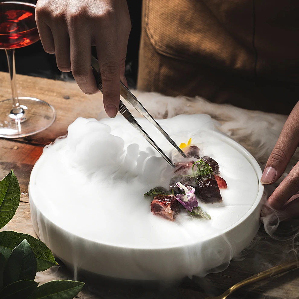 Fine Dining Used Gastronomy Plate Seafood Sushi Fish Sashimi Shell Salmon Buffet Restaurant Dry ice Creative Pate porcelain Dish