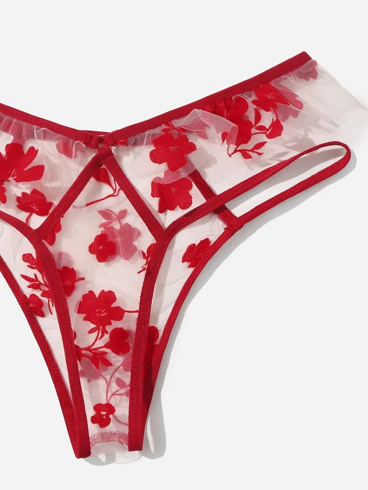 Fashion Nice little underwear Girl With short sleeves Dew shoulder Net yarn print transparent wholesale Nice little underwear