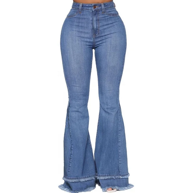  European and American Fashion Wild Wide Leg Stitching Solid Color Stretch Flared Women