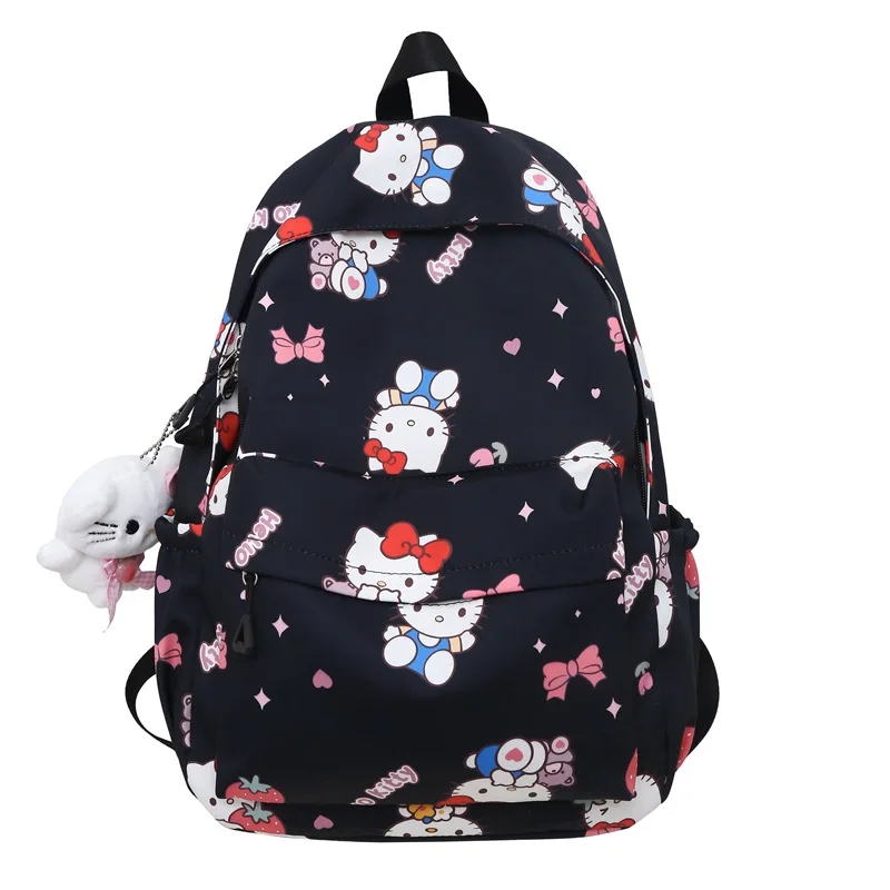 Cartoon Sanrioed Hello KT Backpack Large Capacity Student Schoolbag Printed KT Cat Nylon Travel Bags