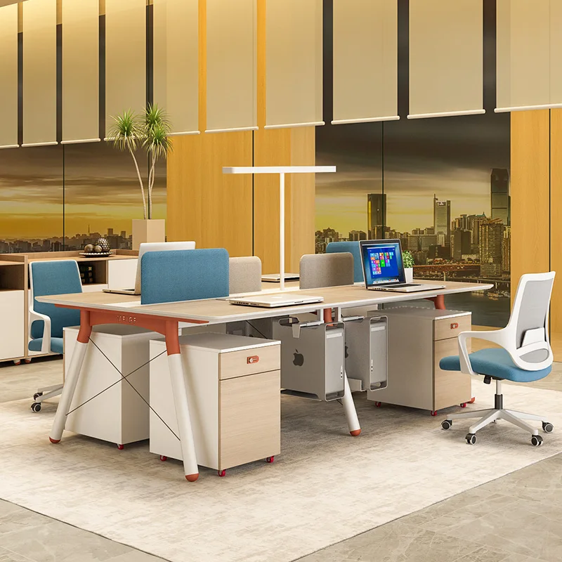 Оптовая продажа, офисная Рабочая станция на 6 мест из МДФ, офисный стол для конференций с перегородкой и подставкой