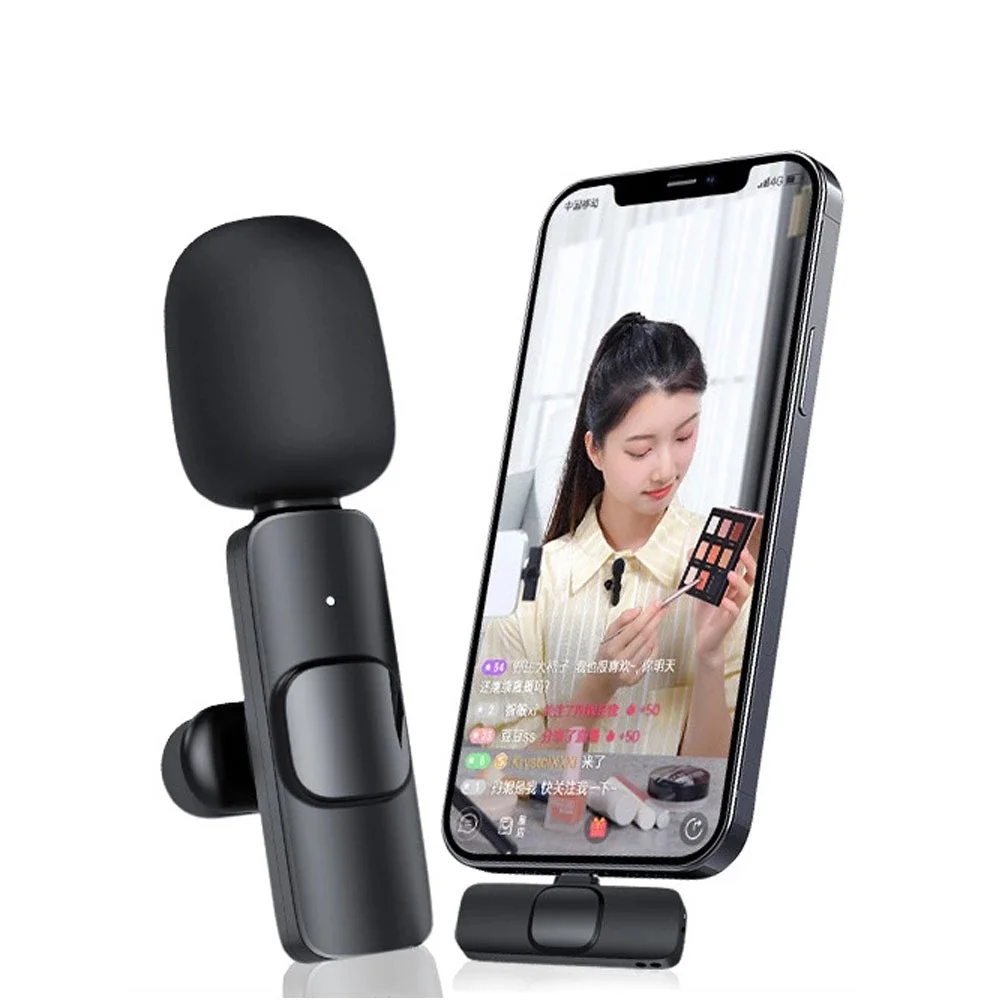 Portable mini livestream recording noise reduction outdoor 2.4G Wireless radio lavalier Microphone