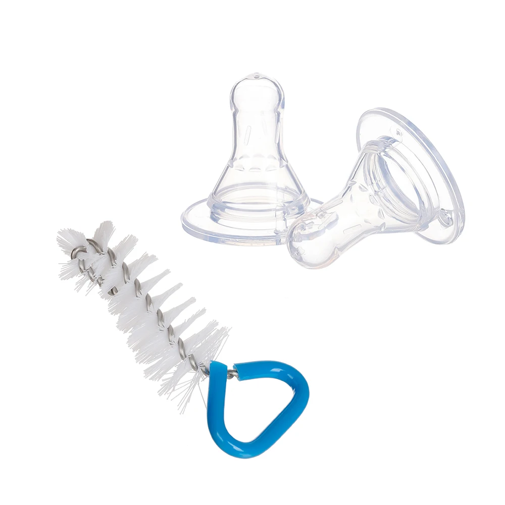BPA Free Silicone Cleaner Brush for Baby Feeding Bottle and Nipple  2 PK Silicone Nipple and Brush Set