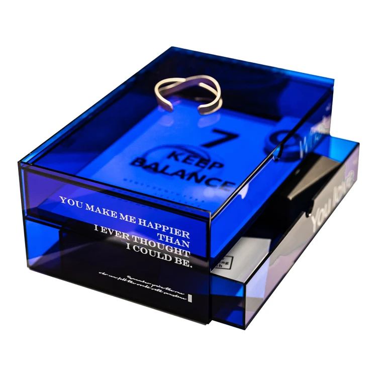 Factory Customized INS Lucite Style Klein Blue 2 Layers Cosmetic Organizer Box OEM Color 4 Layers Jewelry Storage Case