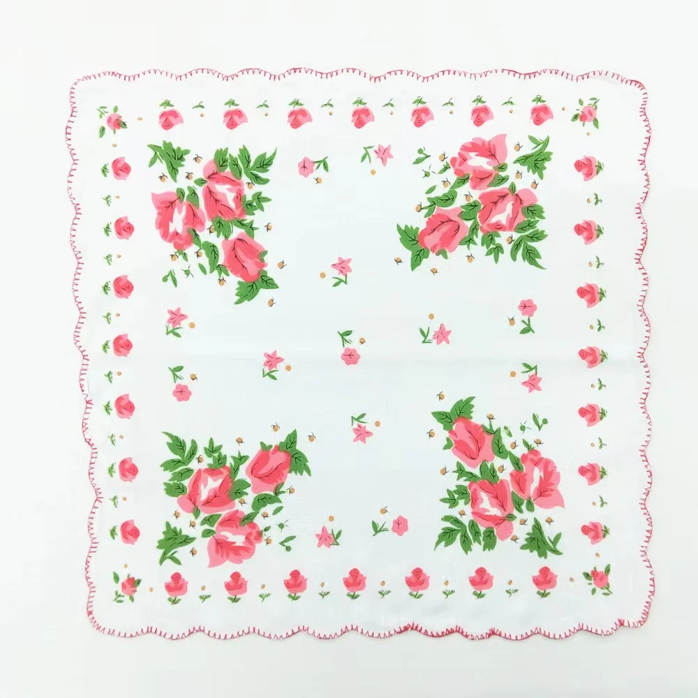 Cotton Handkerchief Floral Embroidered Fashion Women Handkerchiefs Flower Lady Hankies Mini Square Scarf Pocket Towel
