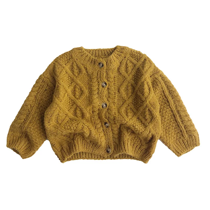 Ivy42110A Fall winter baby boys girls sweater kids cotton solid knitted cardigans children unisex knitwear coat