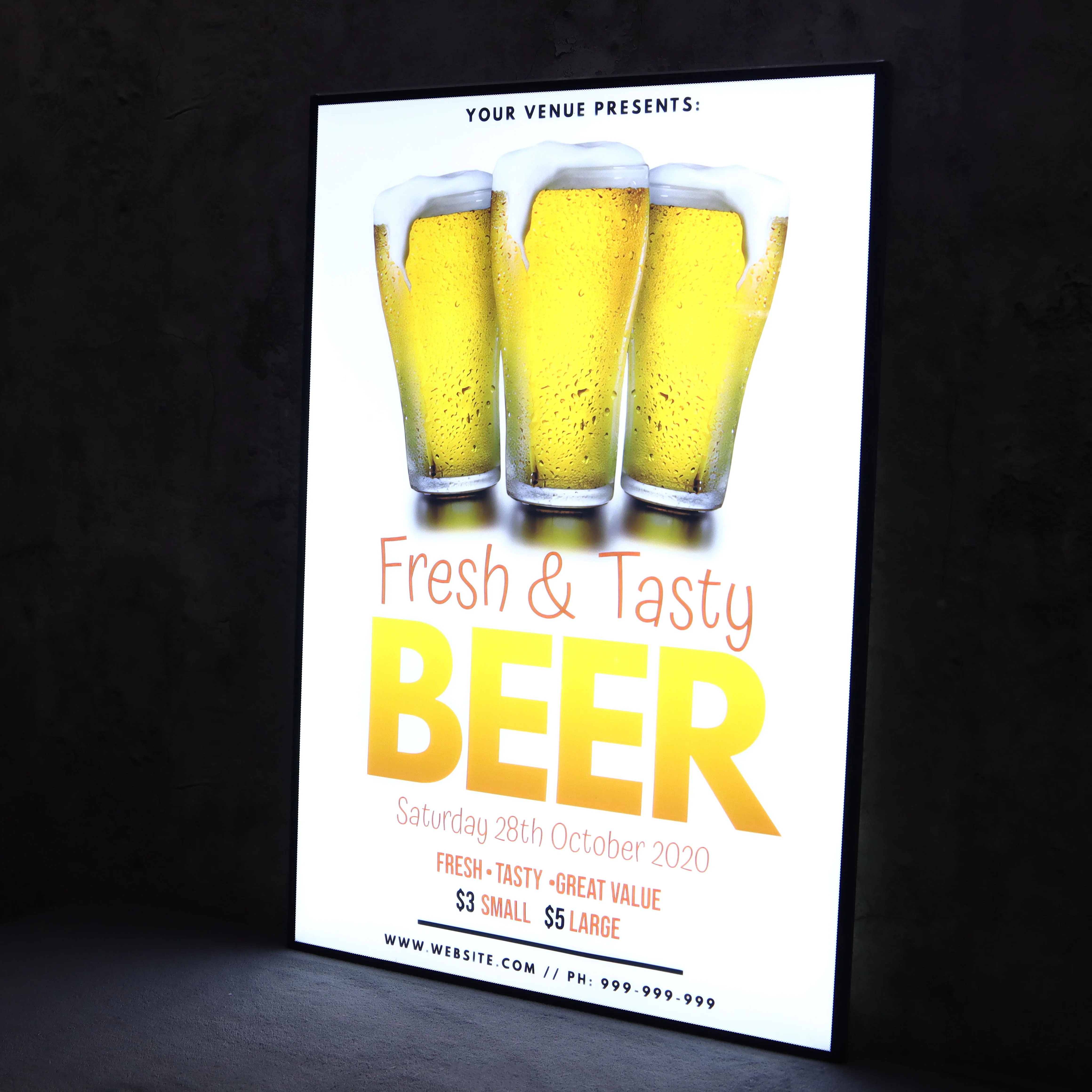 Hot Sale LED Ultra-Thin Slim Light Box Aluminum Pull Out Poster Luminous Light Box for Restaurants, Stores