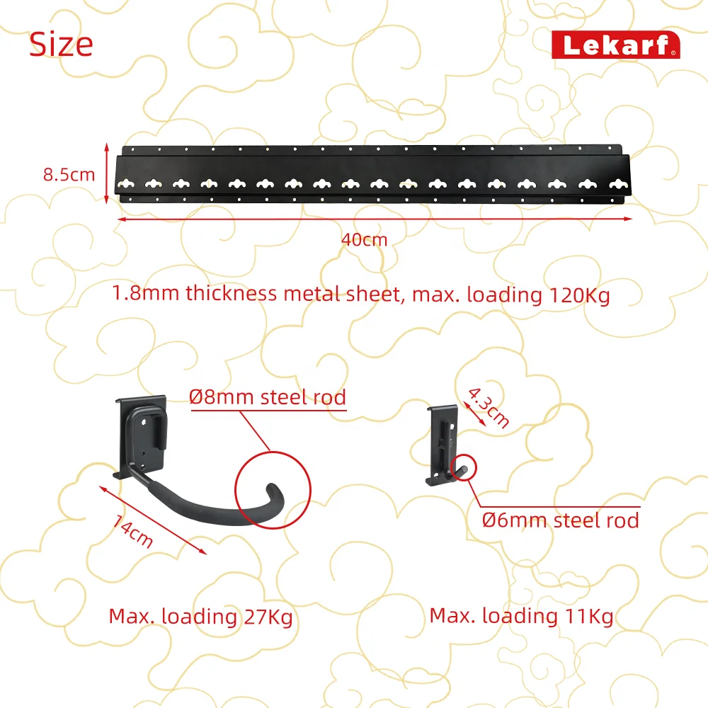 6PC pack vertical wall mounted bike rack garage storage wall organizer bicycle hanger assorted wall track hooks