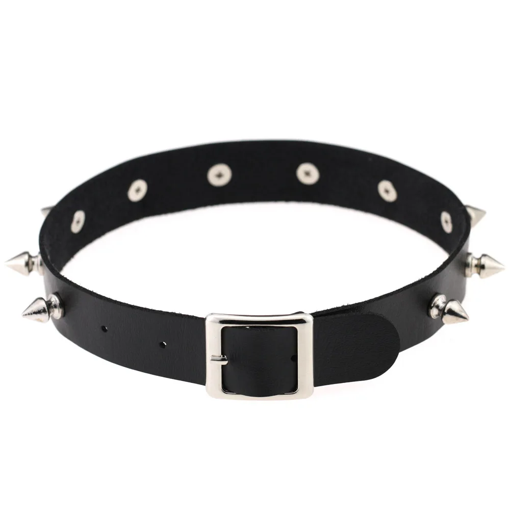 Vintage Punk Goth Studded Rivet Pu Leather Collar Choker Necklace for Girl Girls with Rivet 16 Inches