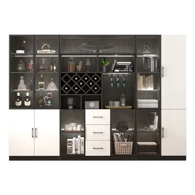 Home White  KItchen Furniture Use Cabinet Wine Cabinet Wooden Kitchen Cabinets