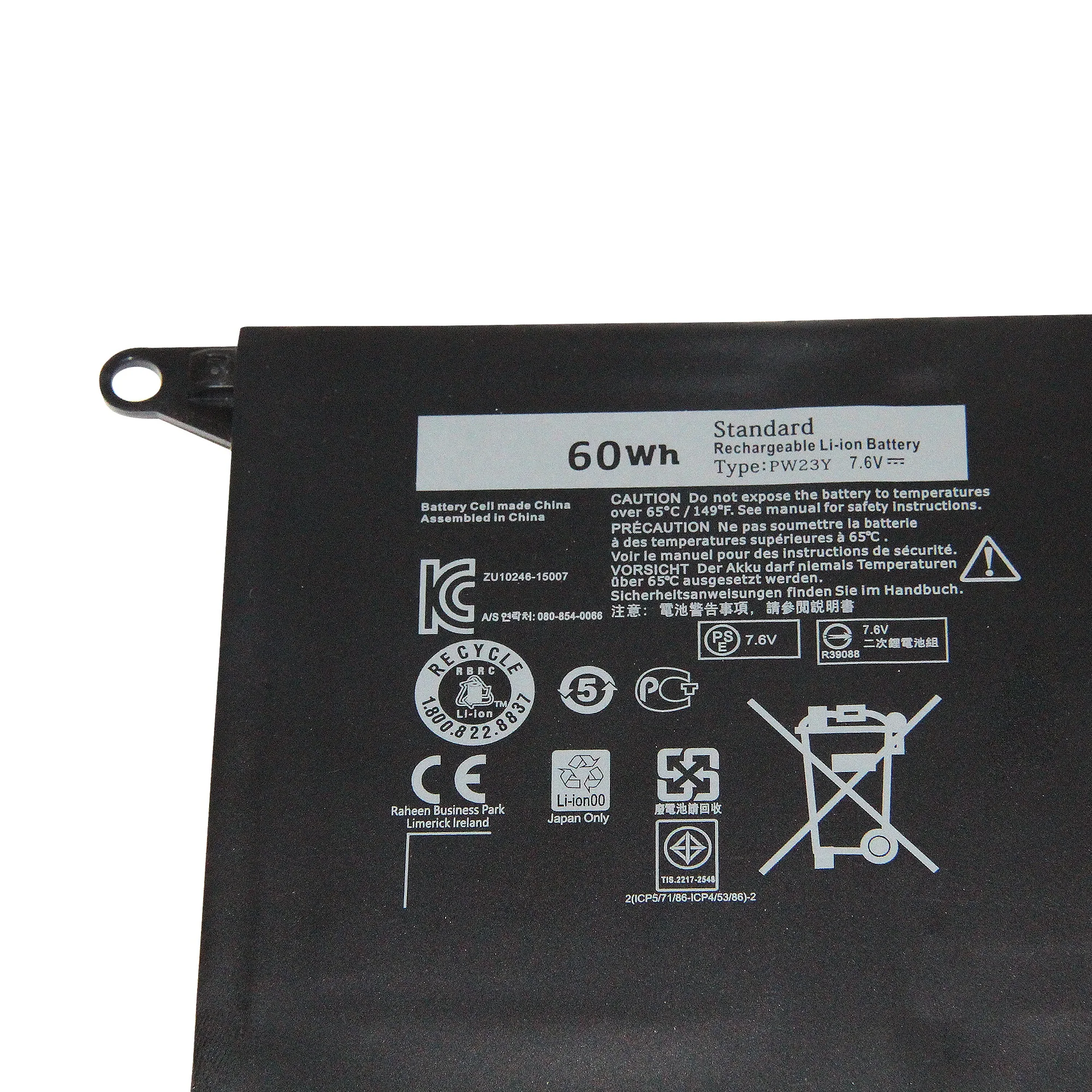
China Hot Sale Original Manufacturer Wholesale Good 6800MAH 60WH Battery For Dell Laptop Battery PW23Y XPS 13 9360 